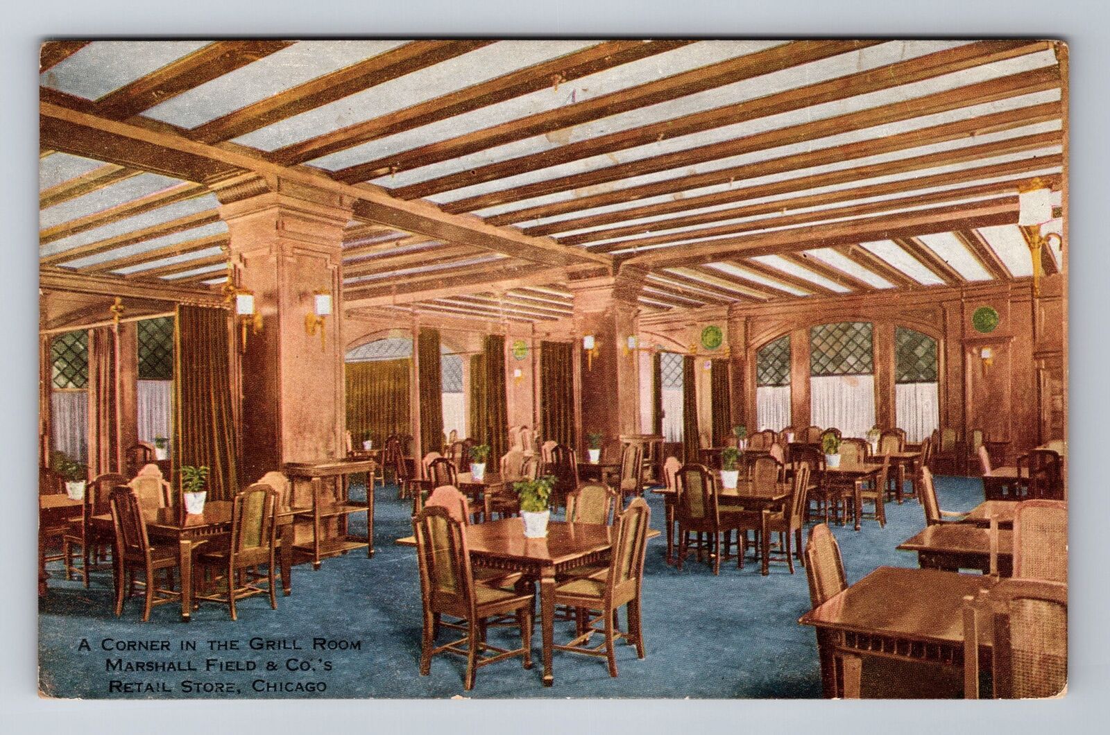 Chicago IL-Illinois, Corner In The Grill Room, Antique, Vintage Postcard