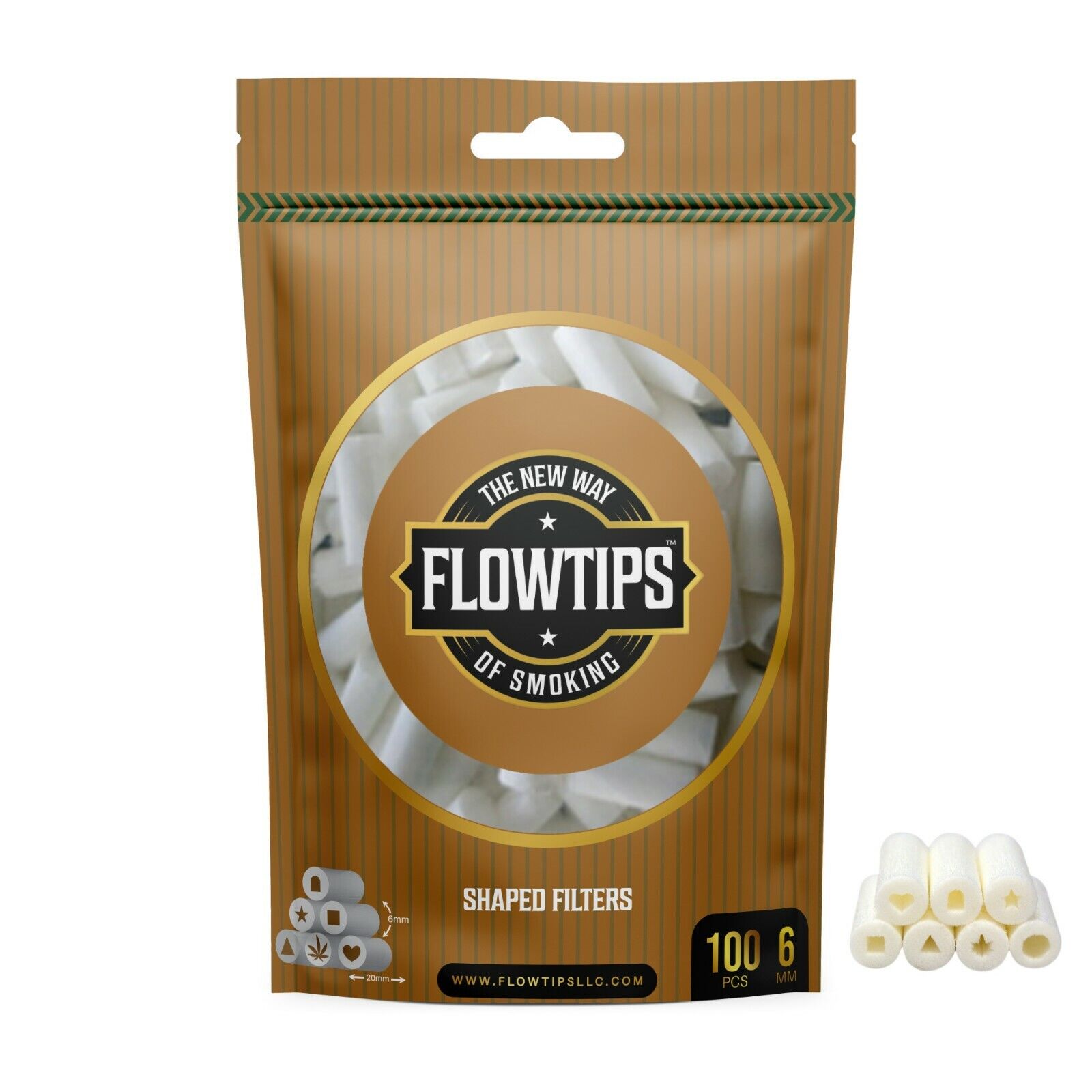 Flowtips Hollow Shaped Filter Tips 6mm Premium Cotton Full Flow joint  Filters 