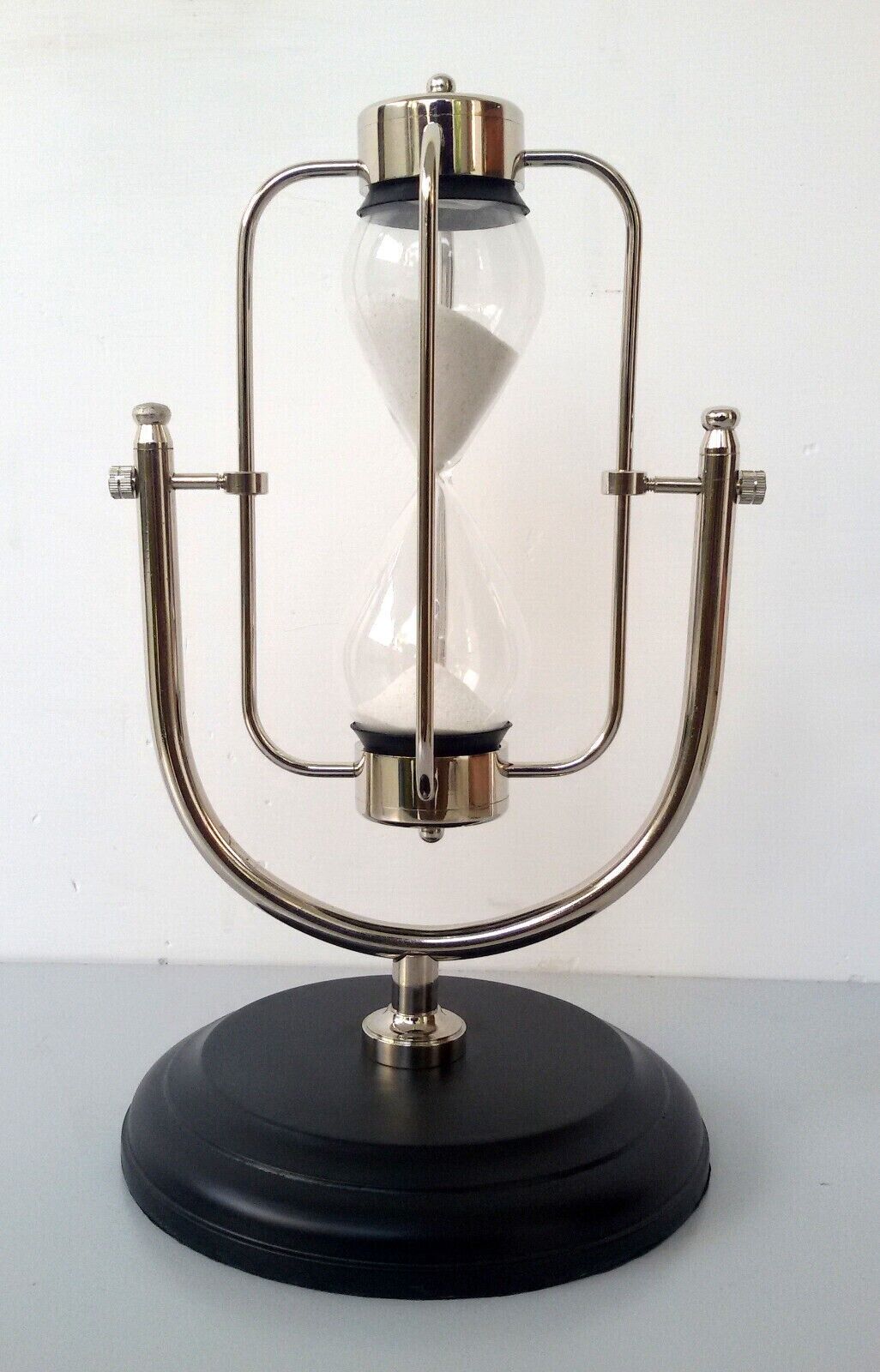 Desktop Vintage Solid Brass Swivel Sand Hour Glass Timer for Table Chrome Finish