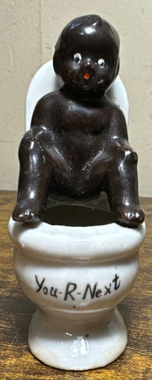 Antique Porcelain Black Boy on Toilet Figurine~YOU-R-NEXT