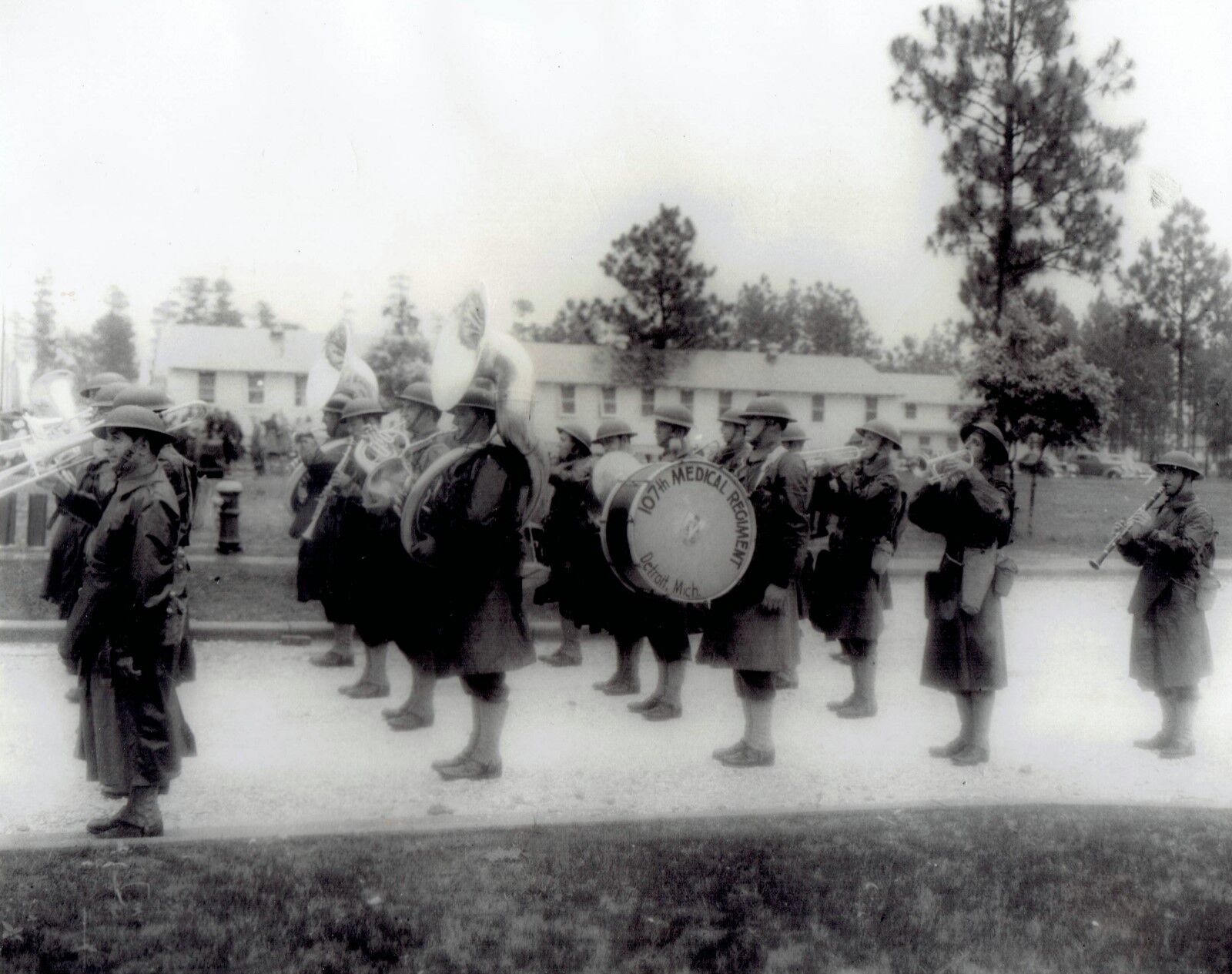 1941 Vintage Photo 107th Medical Regiment Band Detroit Michigan Camp Livingston