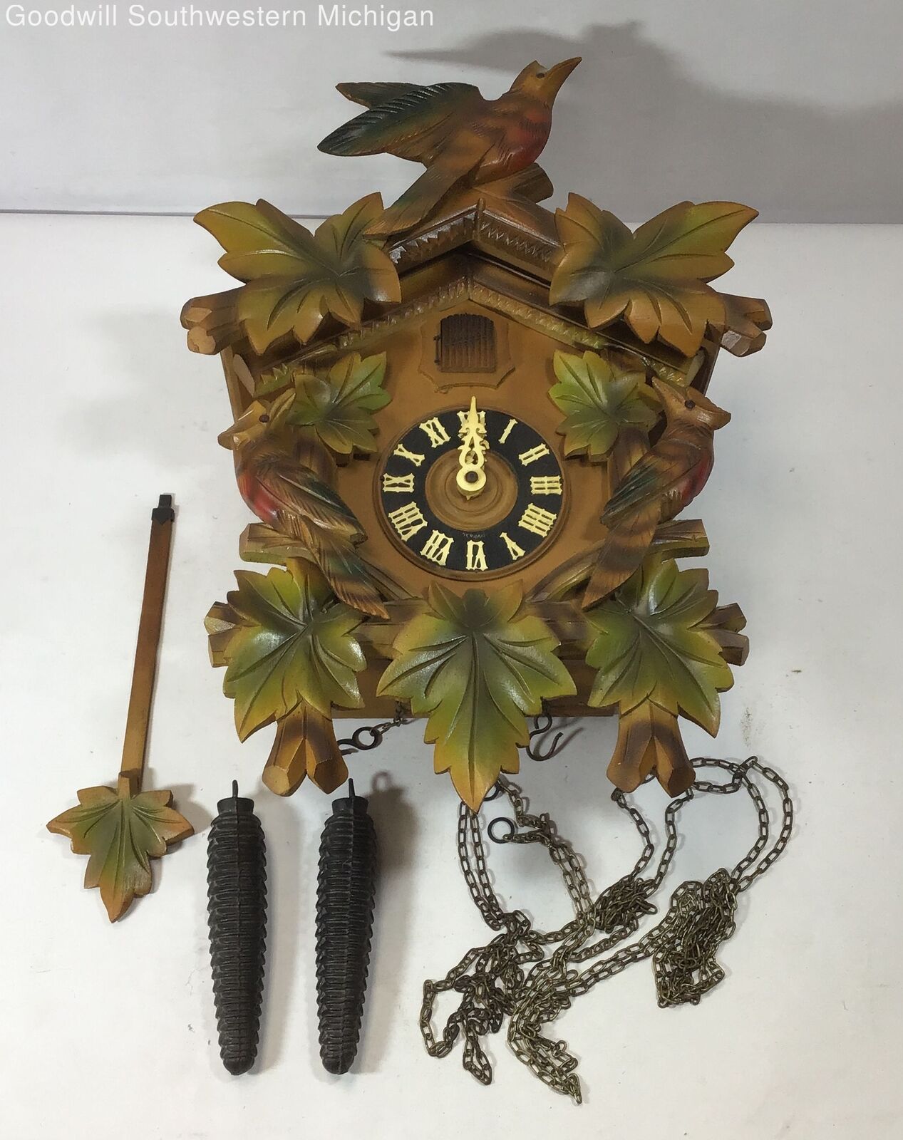 UNTESTED Vintage Schatz 8 Day Multi-Color Cuckoo Clock