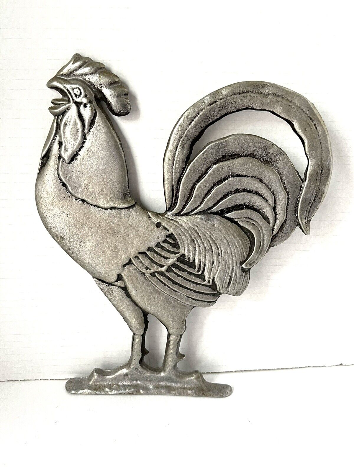Metal Carson Rooster Chicken Wall Hanging Plaque Silver Home Decor Farmhouse