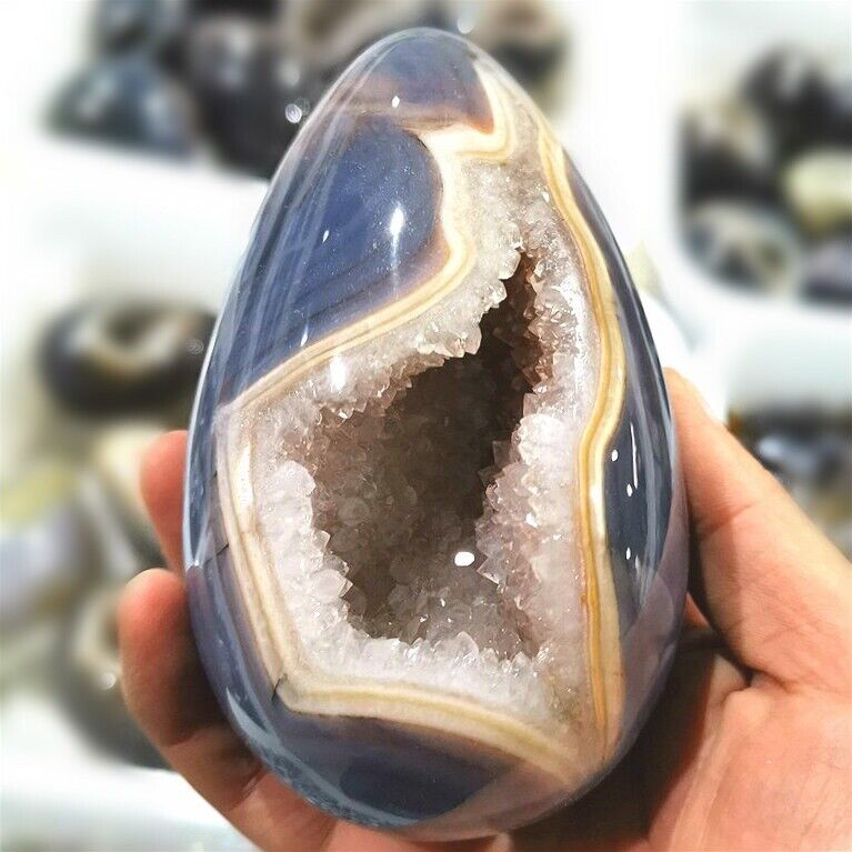 450g-550g High Quality Agate Geode Cluster Eggs Crystal Gemstone Sphere Healing