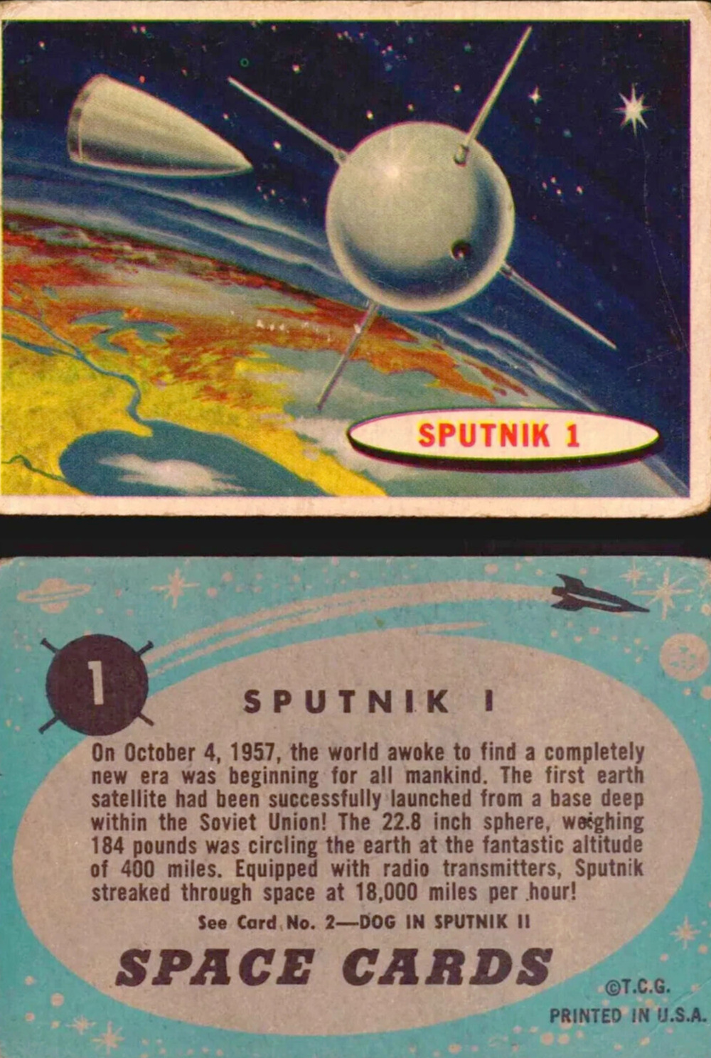 VINTAGE 1957 Topps Trading Space Card SPUTNIK-CARD #1~VERY RARE