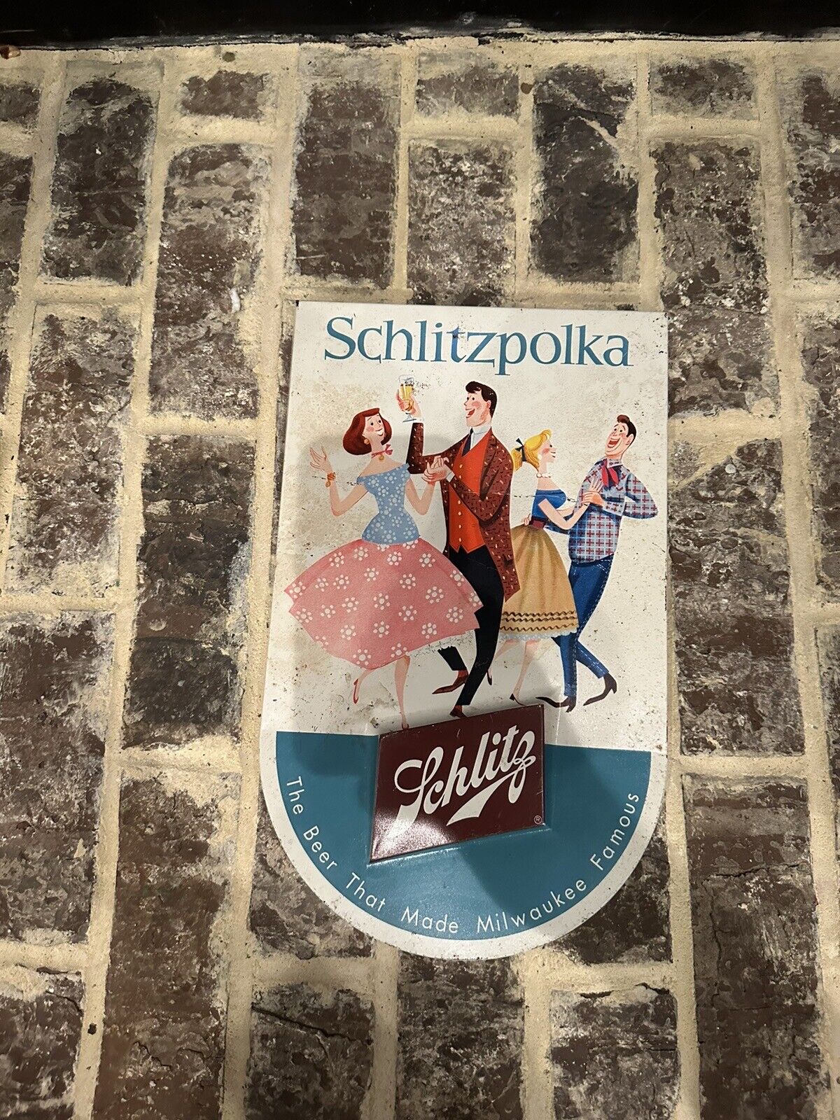 Vintage Circa 1957 Schlitzpolka/ Schlitzclub Schlitz Beer Sign