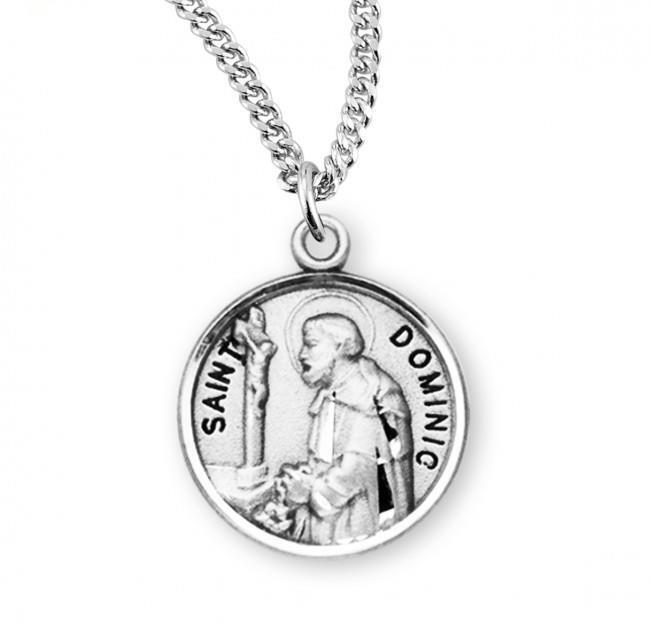 Beautiful Patron Saint Dominic Round Sterling Silver Medal Size 0.9in x 0.7in