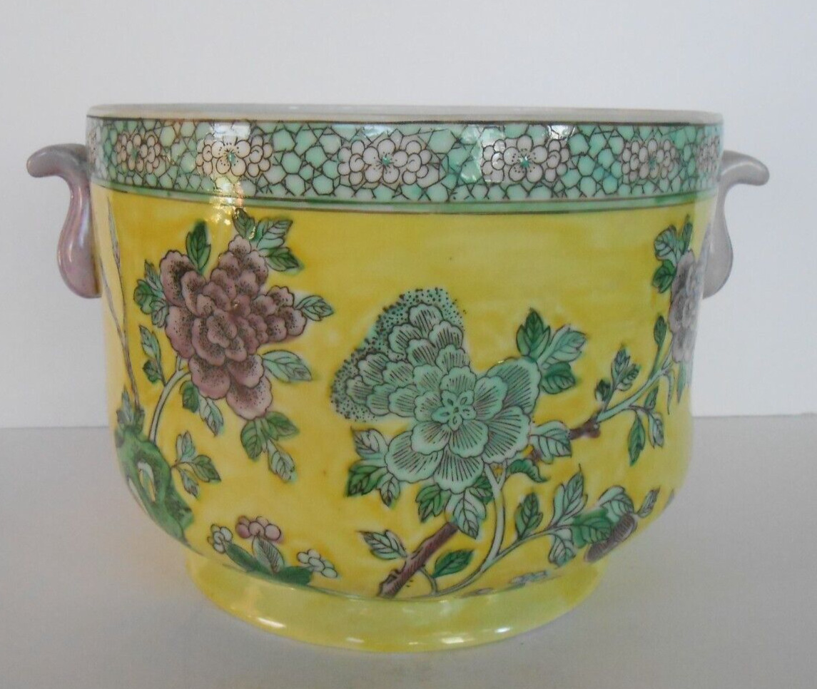 Vintage Cache Pot Planter Pot Japanese Porcelainware Decorated in Hong Kong