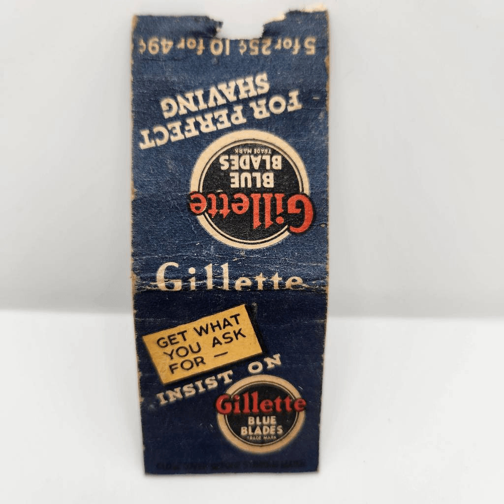Vintage Bobtail Matchcover Gillette Blue Blades