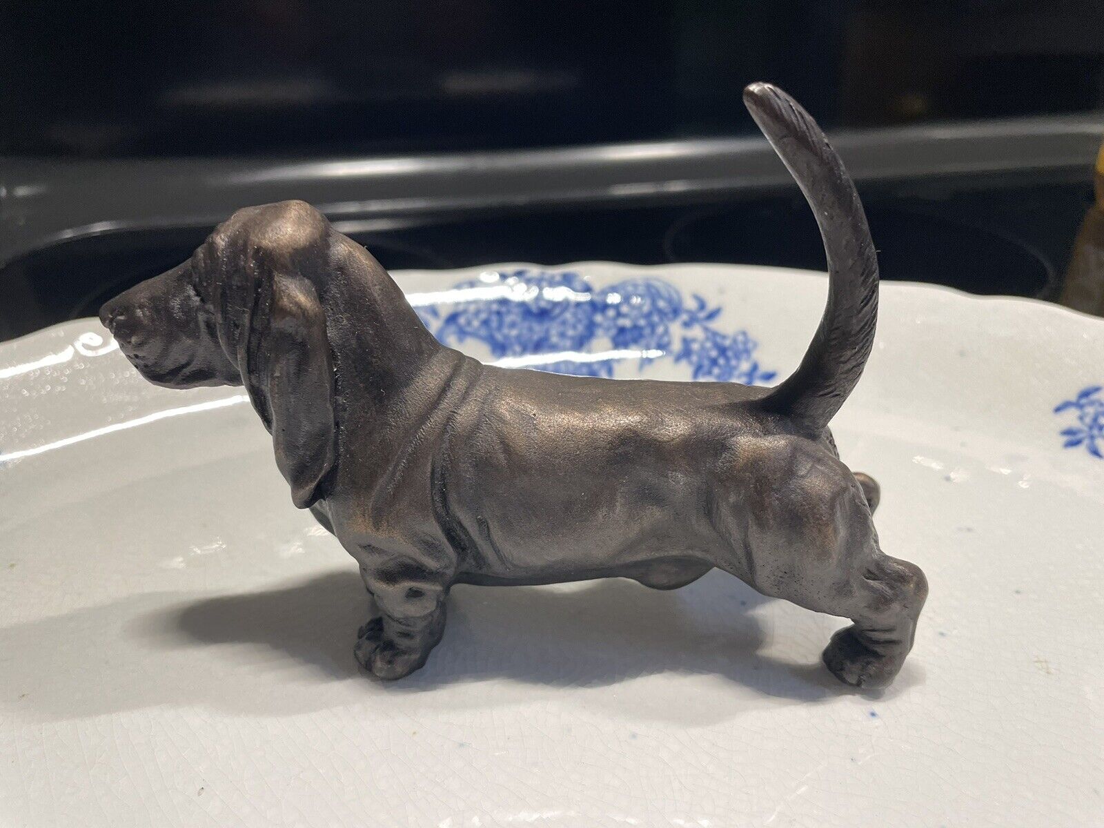 T. Acevedo Tony Acevedo Signed Bronze Finish Dog Sculpture Basset Hound