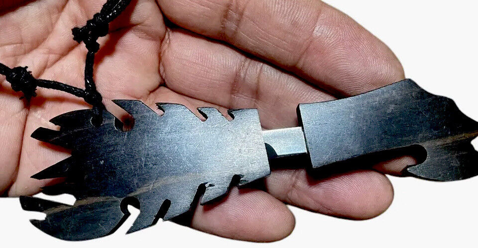 Mini Kamagong small tiny functional stainless steel blade knife necklace,