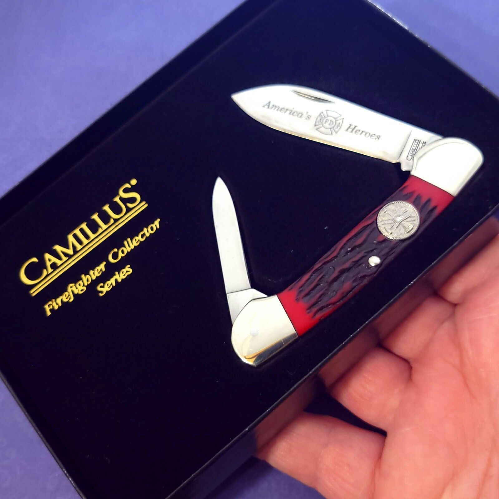 CAMILLUS Knife Made In New York USA 2003 FF4 America\'s Heroes Firefighters CANOE