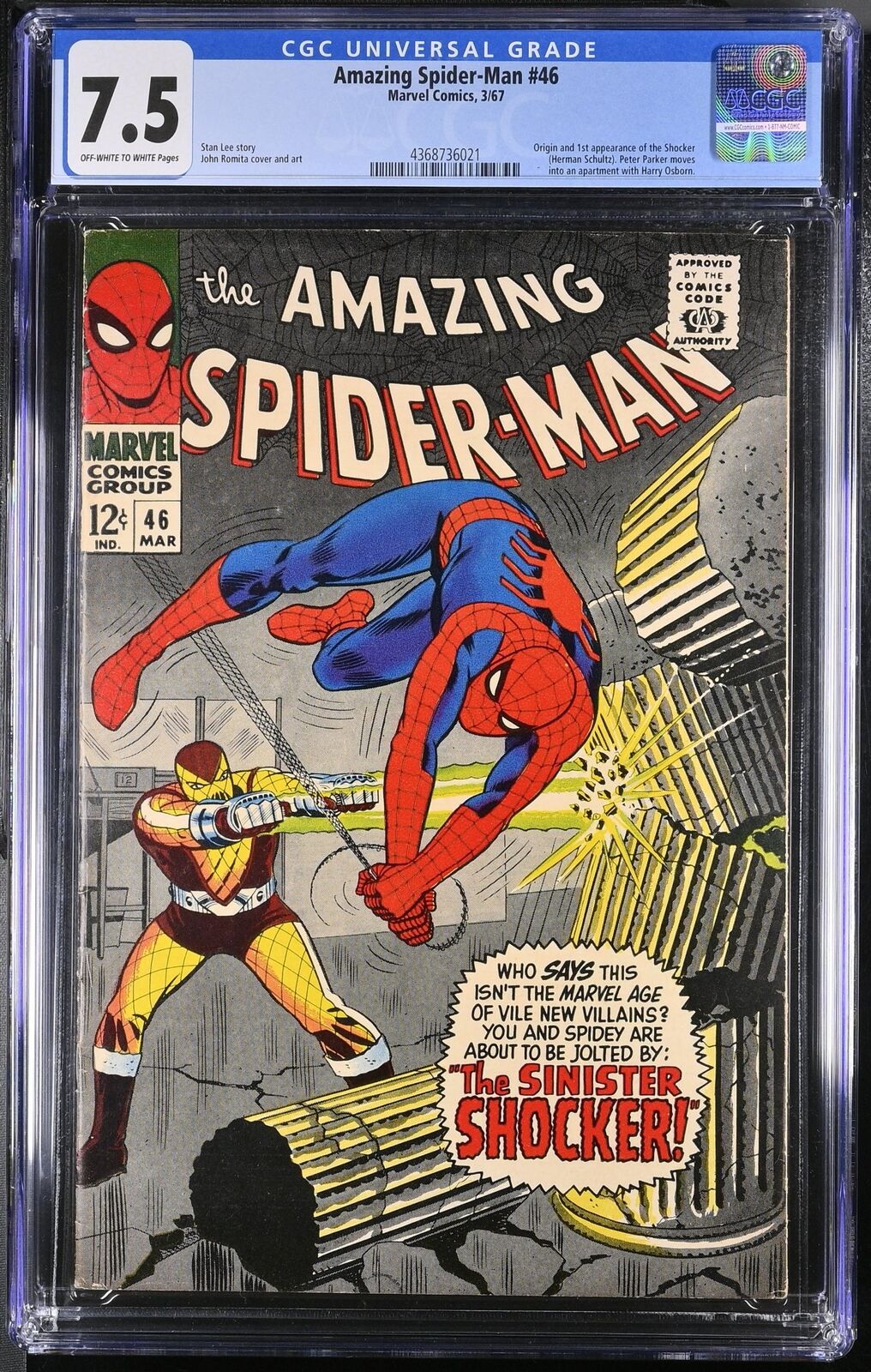 Amazing Spider-Man #46 CGC VF- 7.5 1st Appearance Shocker John Romita