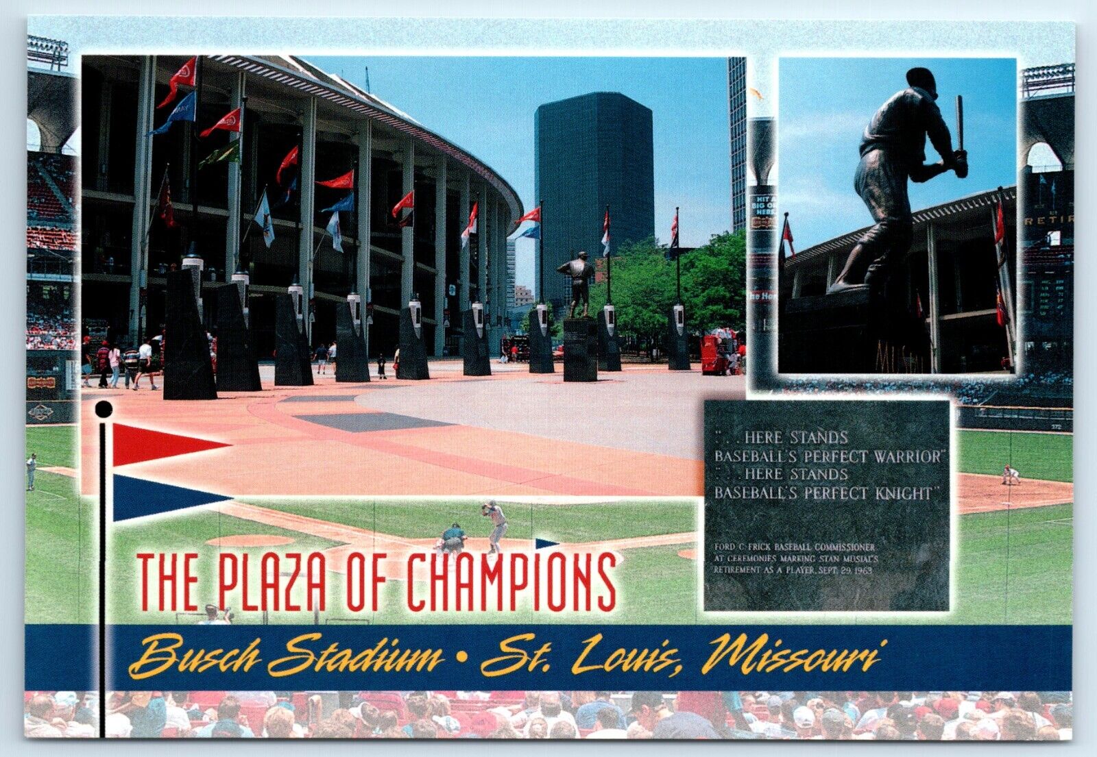 Postcard The Plaza of Champions, Busch Stadium, St Louis MO Stan Musial K58