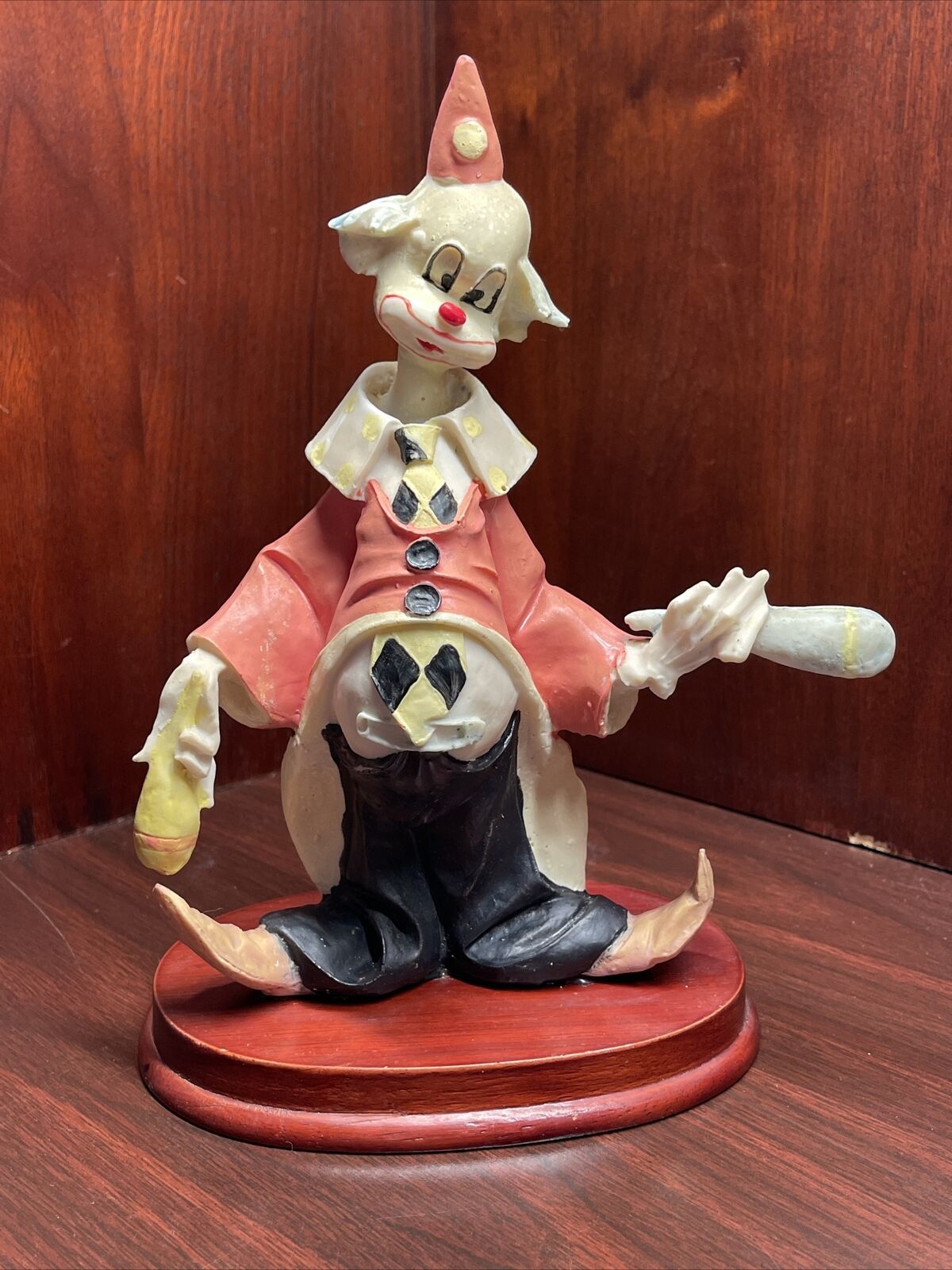 Price Products Clown Figurine - Juggling Hobo - On Wooden Base
