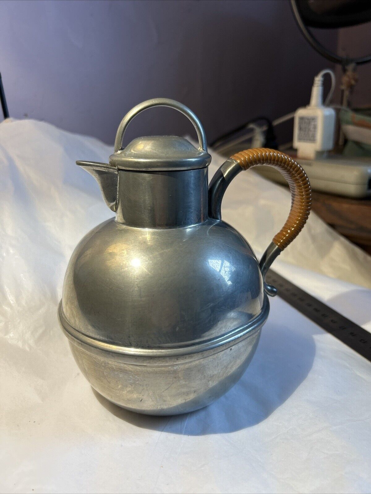 Vintage Queen Art Pewter Brooklyn N.Y.Tea Pot Circa 1930's Hand Made 6.5x6.5x4.5