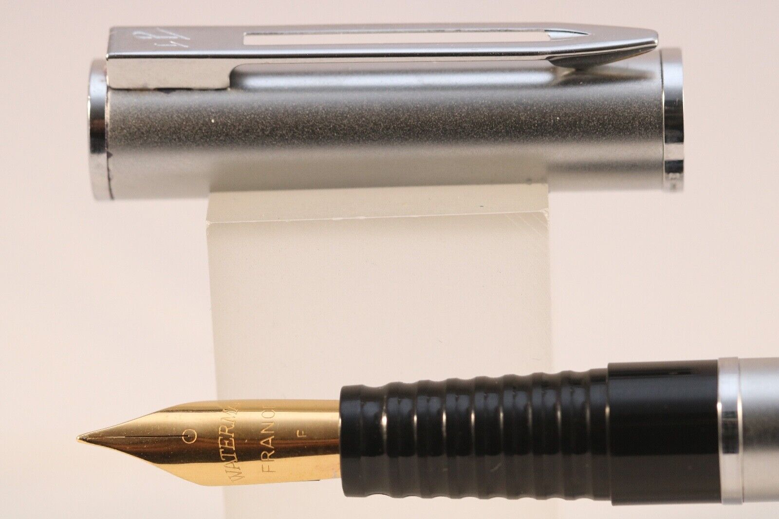 Vintage (c1985) Waterman Laureat MKI Stainless Steel Fine Fountain Pen, Cased