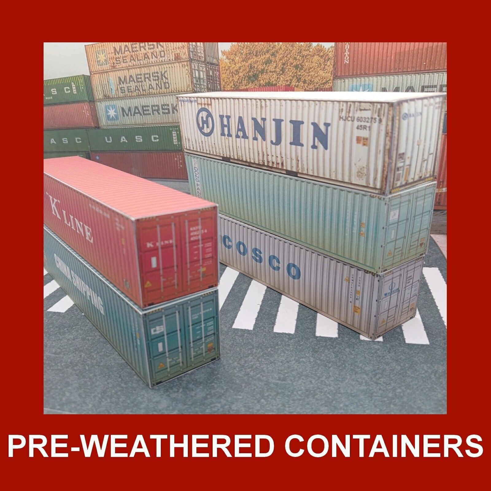 Pre-Weathered Model Rail Freight Shipping Containers x 12 OO Gauge 1:76