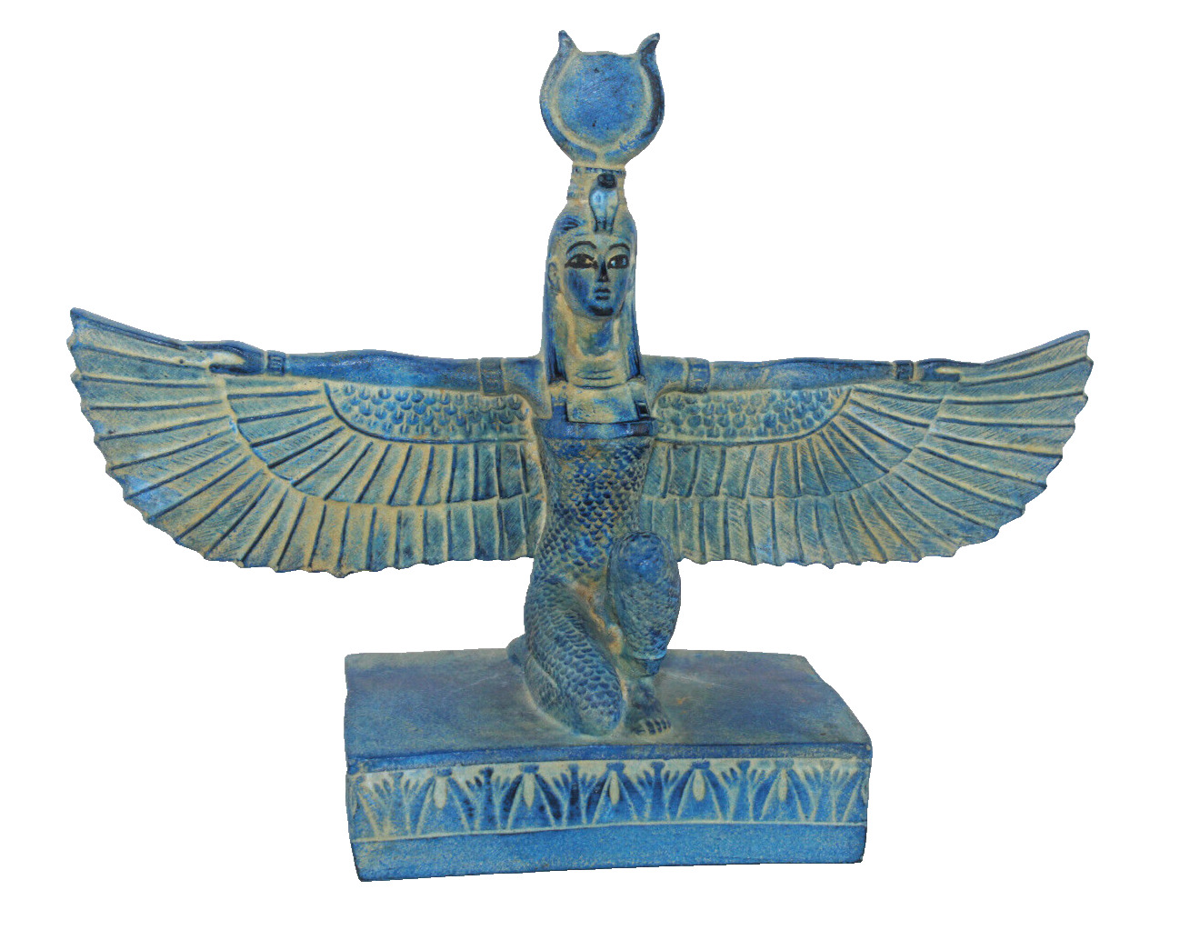 RARE ANCIENT EGYPTIAN ANTIQUE Blue Pharaonic ISIS Winged Statue Stone (B0+)
