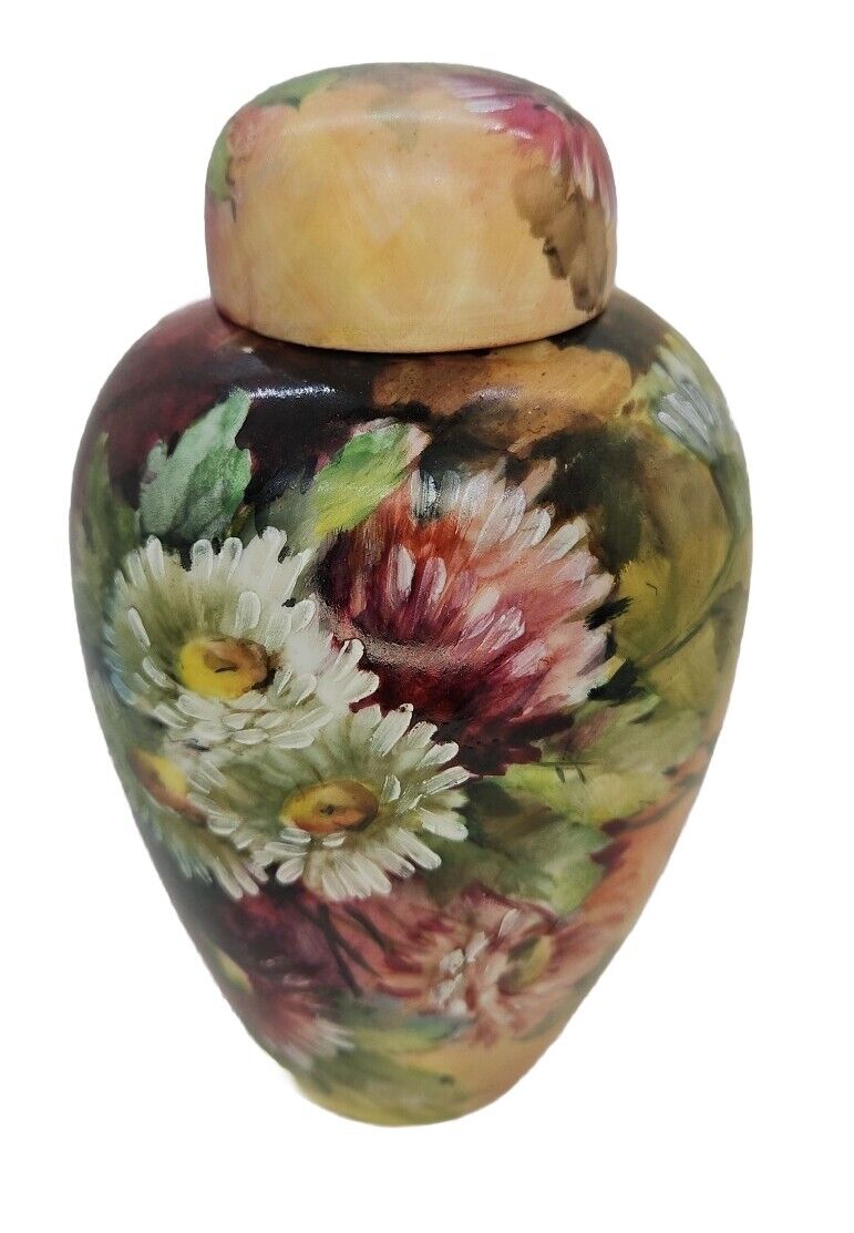 Antique Limoges Unsigned Lidded Jar / Vase 8 In