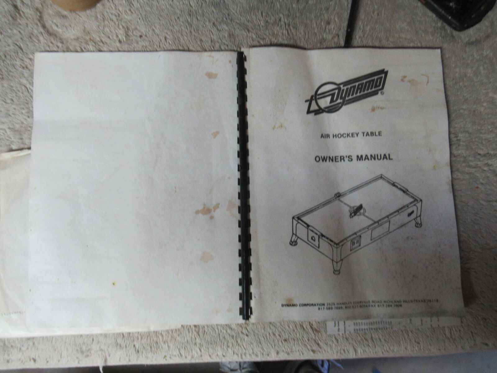 dirty cover DYNAMO AIR HOCKEY 1987 WEBB 3.0 W SCHEMATICS  manual