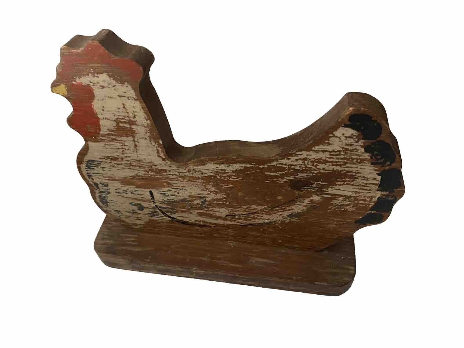 VTG 1930’s  Cute  Wooden Chicken Rooster Figurine Shelf Sitter - Farmhouse Decor