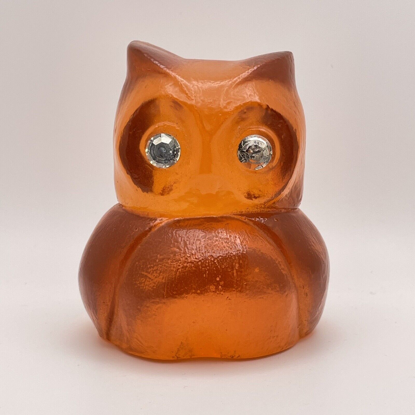 A Granoby Original California Owl Lucite Retro 1960s MCM 3.5” Orange Crystal Eye