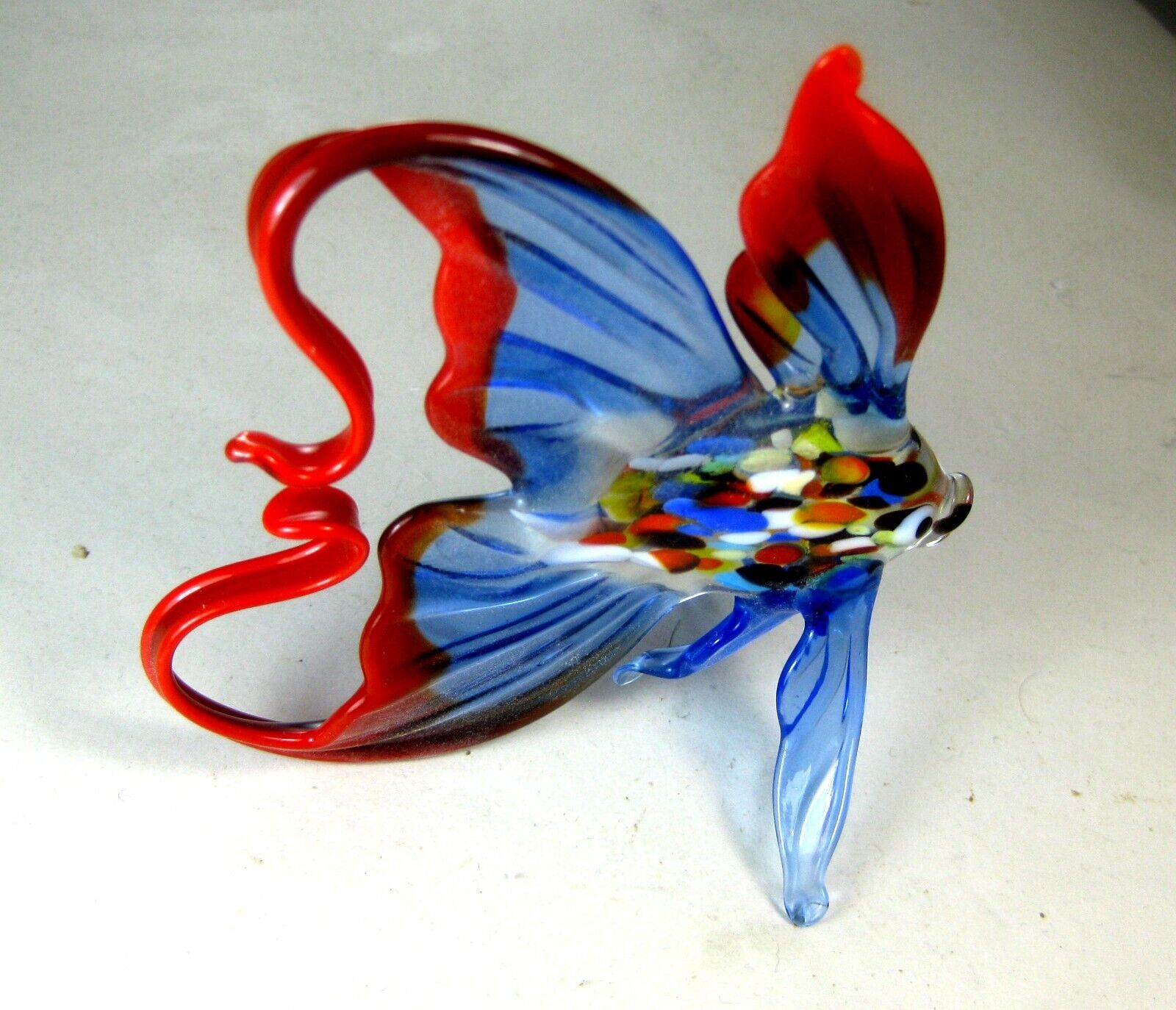 blown glass animals Betta Gold Fish figurine ornament murano miniature  blue 4\