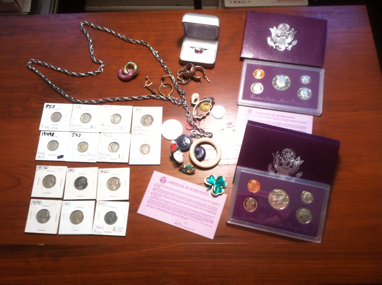 Silver Earrings Sterling ring Mercury Dime Roosevelt Barber Proof Sets Coin LOT