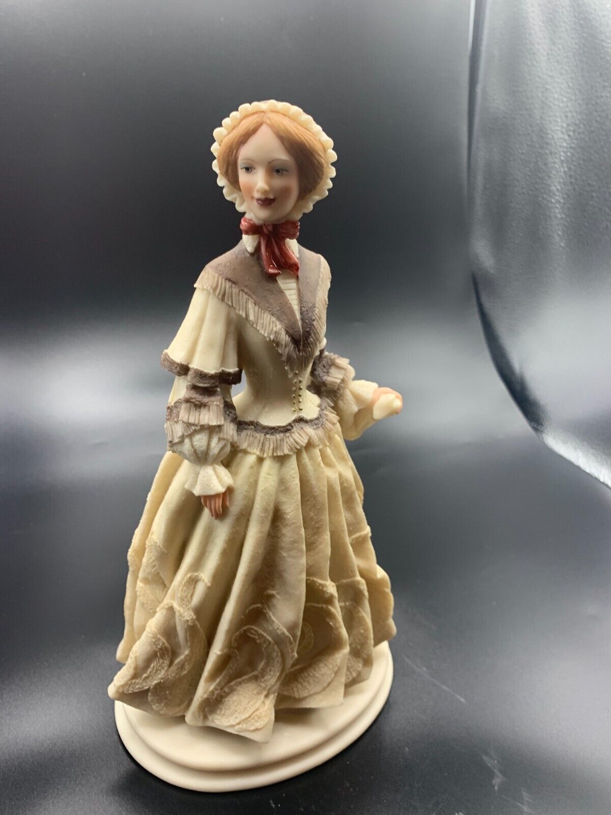 Vintage Auro Belcari Capodimonte Figurine Victorian Woman Porcelain and Resin