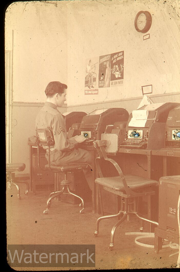 1948  ansco photo slide  Newfoundland Fort Pepperrell Military #10 teletype