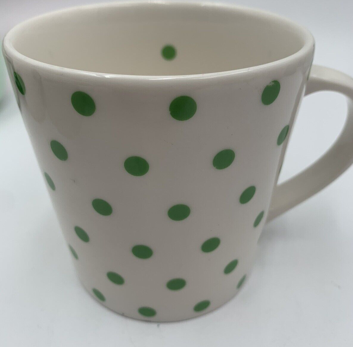 2003 Starbucks Barista Coffee Mug Green Polka Dot Quiconce Or Dotted Swiss
