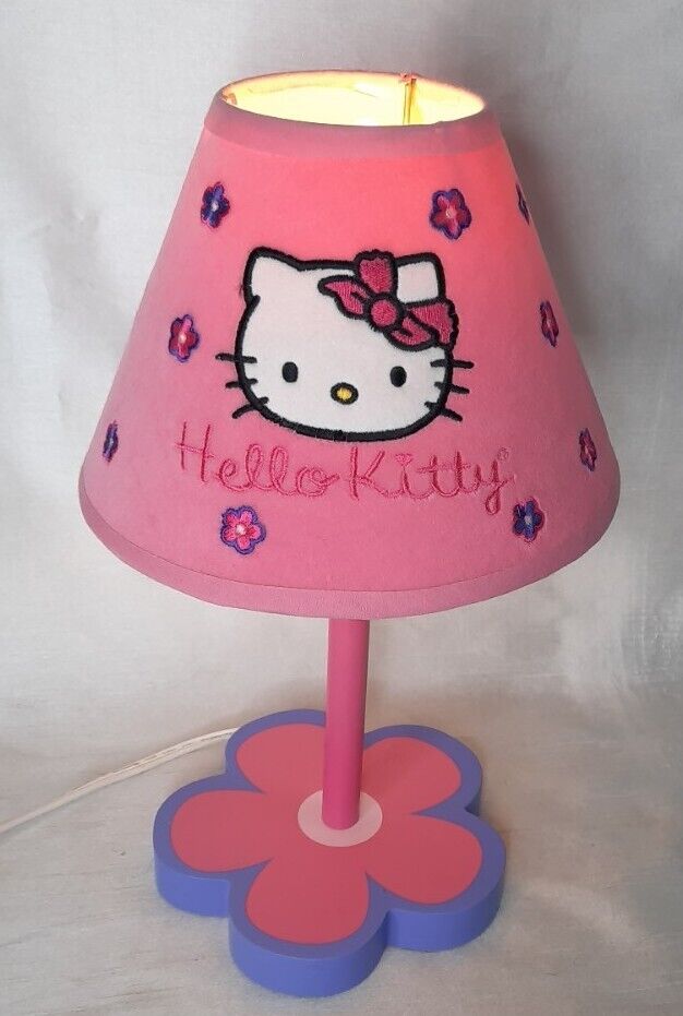 Sanrio Hello Kitty Table Lamp Floral Pink Purple Collectible 2004