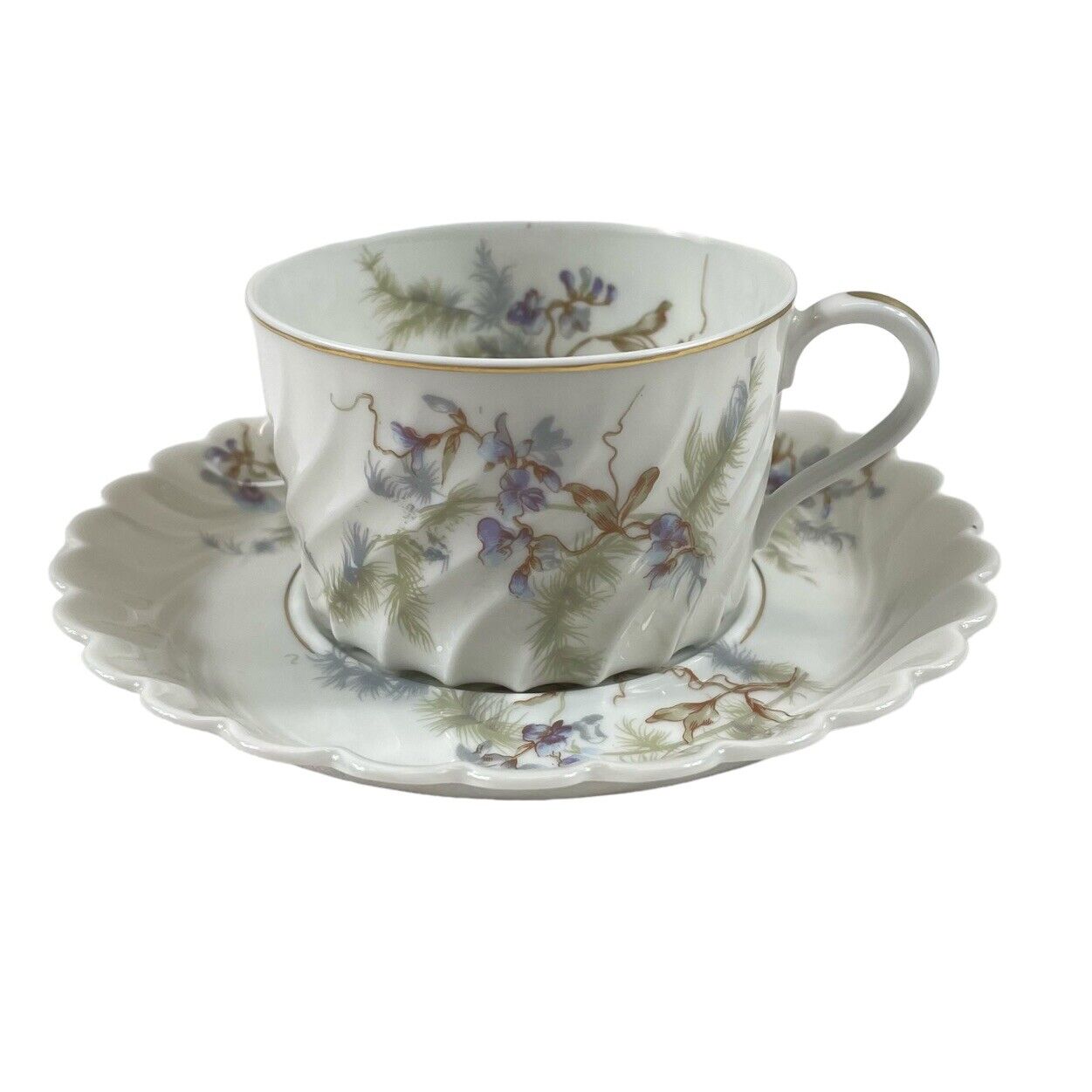 ORSAY HAVILAND Wisteria Flat Tea Cup & Saucer Porcelain Limoges Made in France