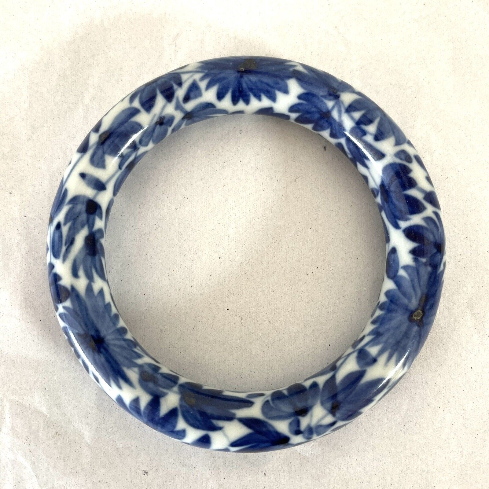 Vintage Asian Blue And White Porcelain Bracelet 