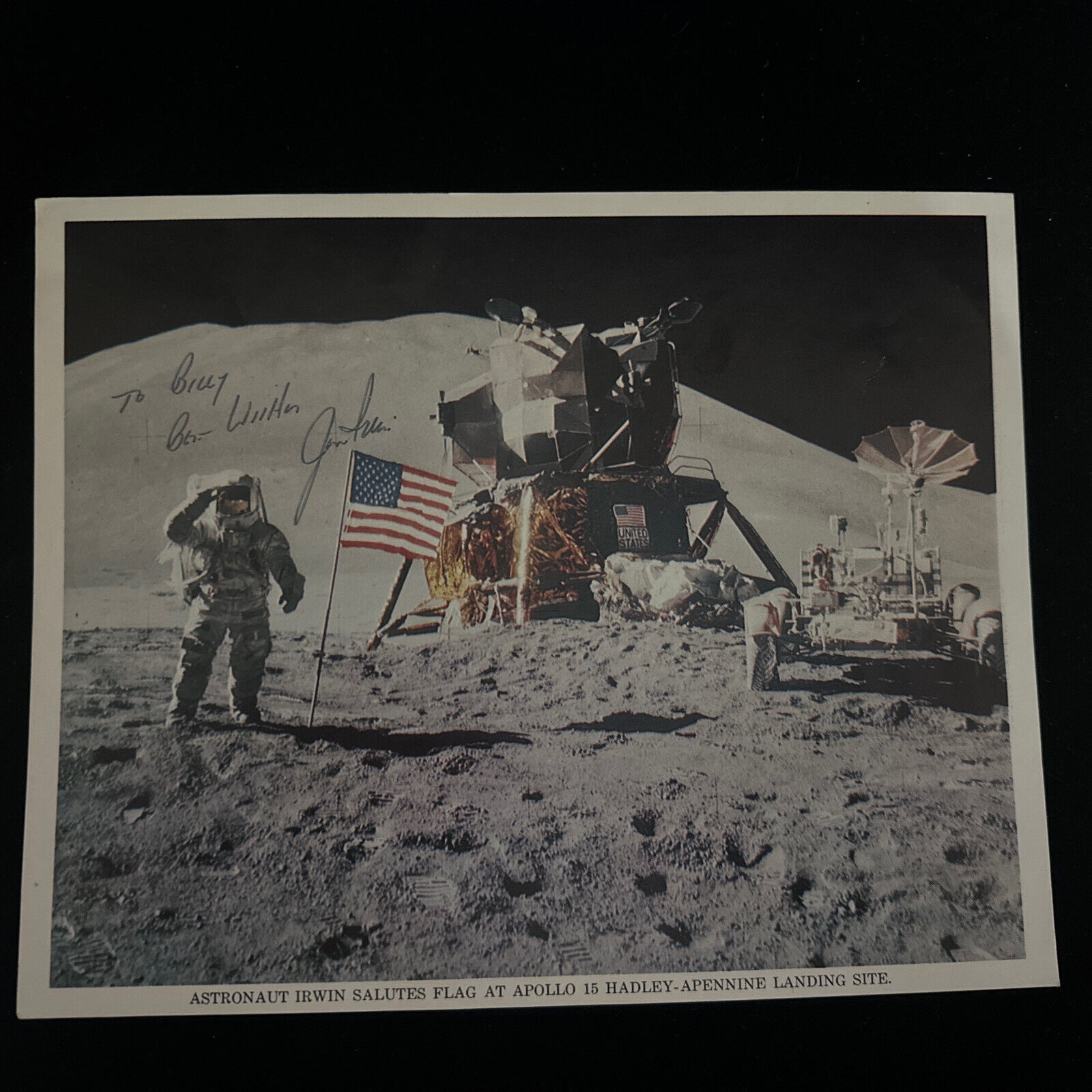 James Jim Irwin Signed Landing Site NASA Lithograph Apollo 15