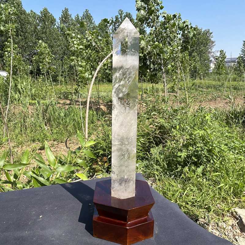 6.73LB Natural Clear Quartz Obelisk Crystal Point Tower Reiki Gem Gift+Stand