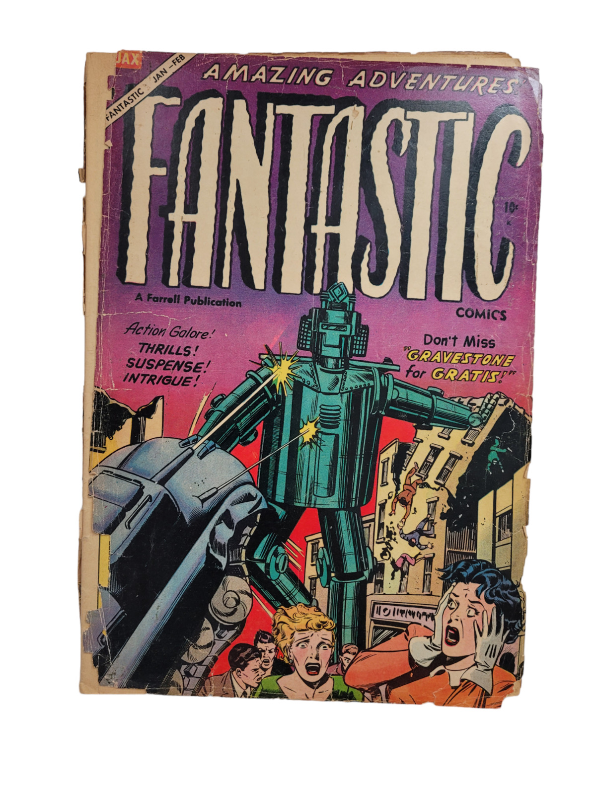 Fantastic Comics #11 - Classic Robot Cover - Farrell Comics 1955 - Low Grade PR