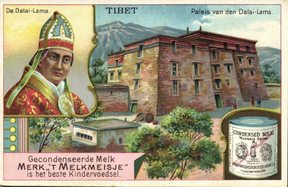 tibet thibet, LHASA, Potala Palace, Dalai Lama (1900s) Condensed Milk Trade Card