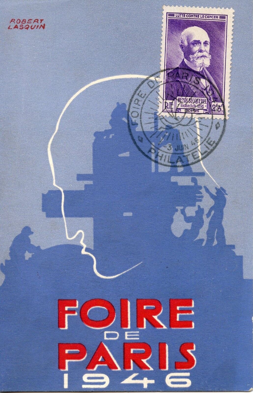 1946 MAP / PARIS FAIR PHILATELIE / HENRI BECQUEREL