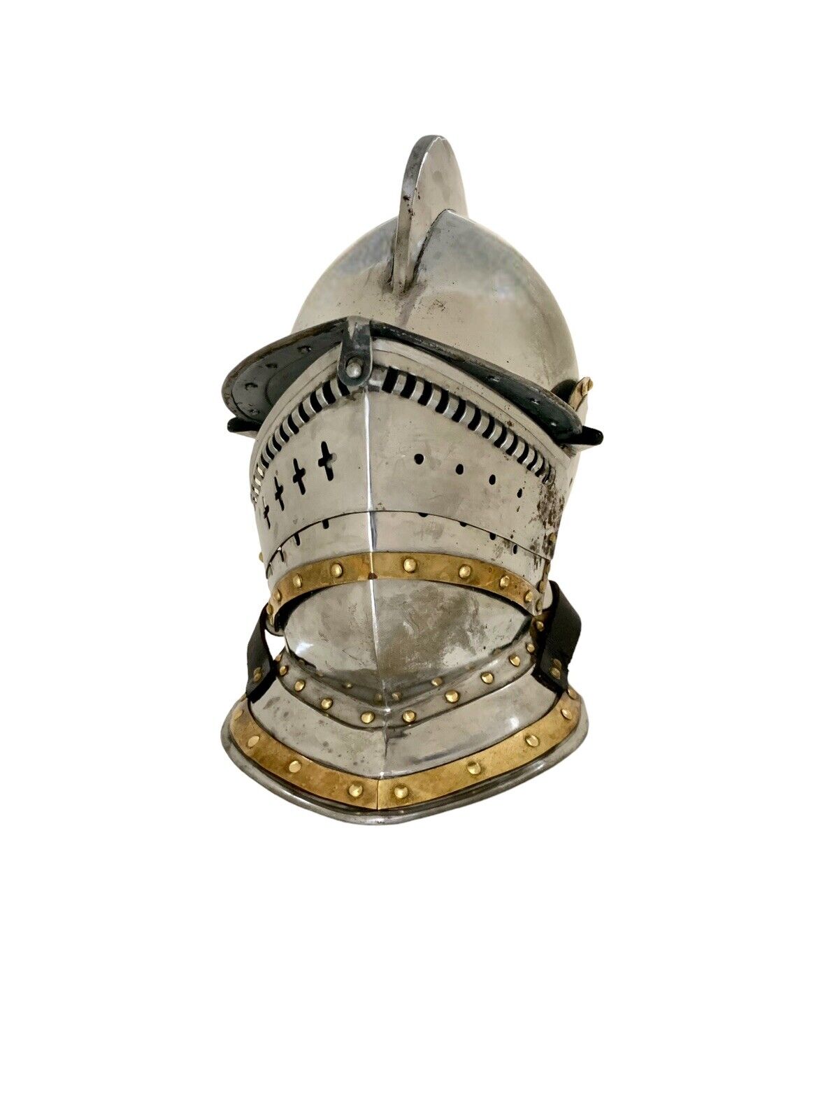 Helmet Medieval Roman Fighter Metal Armor with Protective Visor Vintage Decor