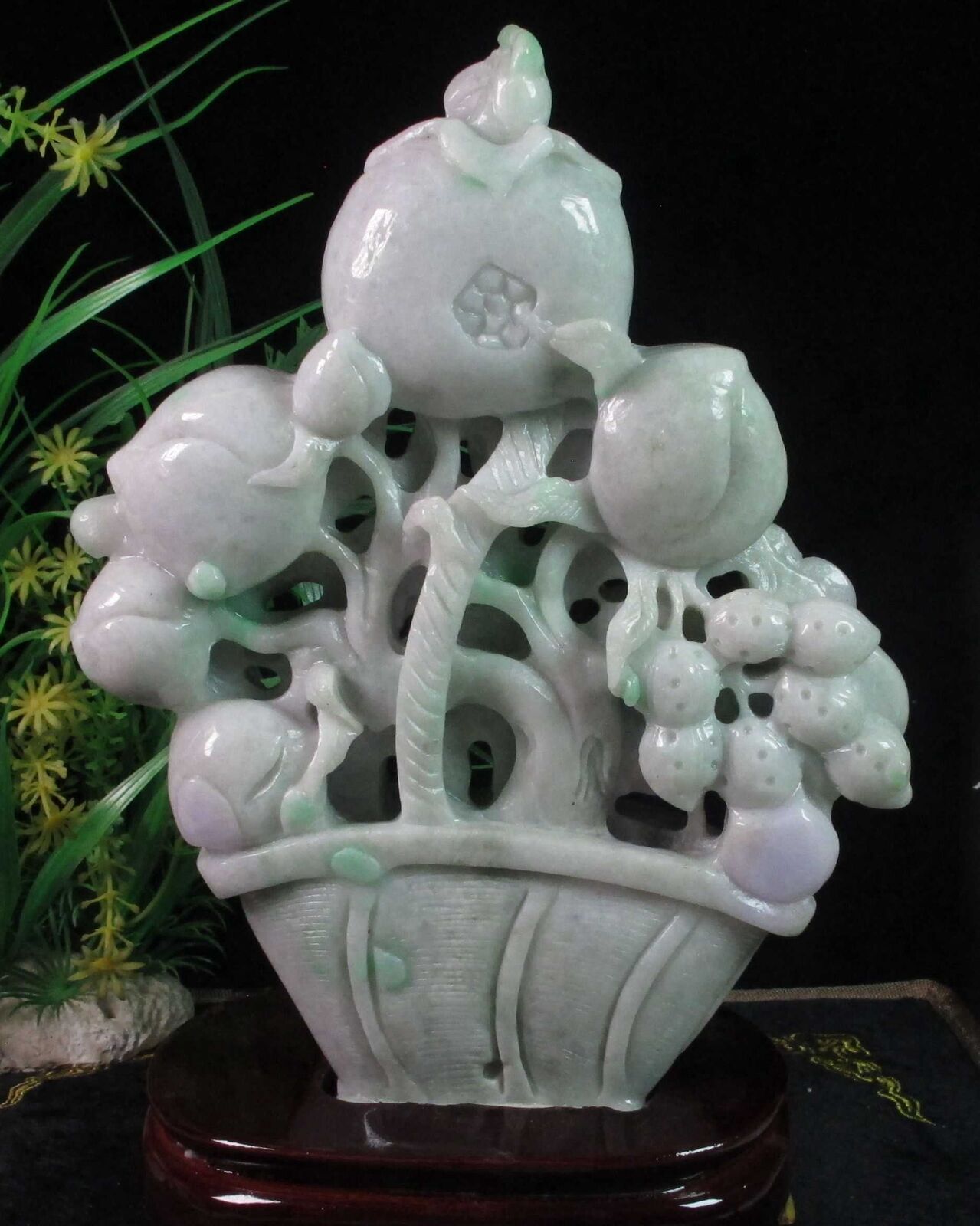 Certified Green Burma Natural A Jade jadeite The fruits Statue statue
