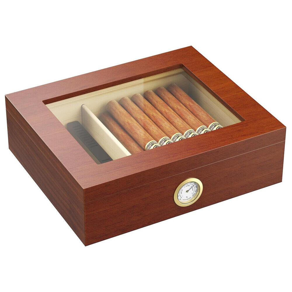 Cigar Humidor Cigar Box Cigar Storage Box Cedar Wood Cigar Tray Hold 25-50 Count