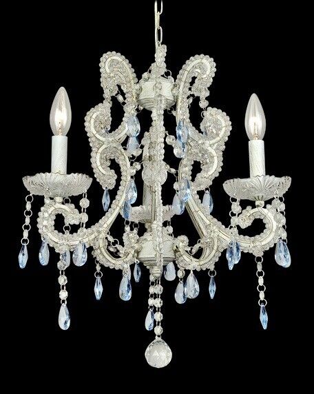 Rare NEW BETHEL ET01 Chandelier White With Clear & Pink Crystal Ceiling Fixture