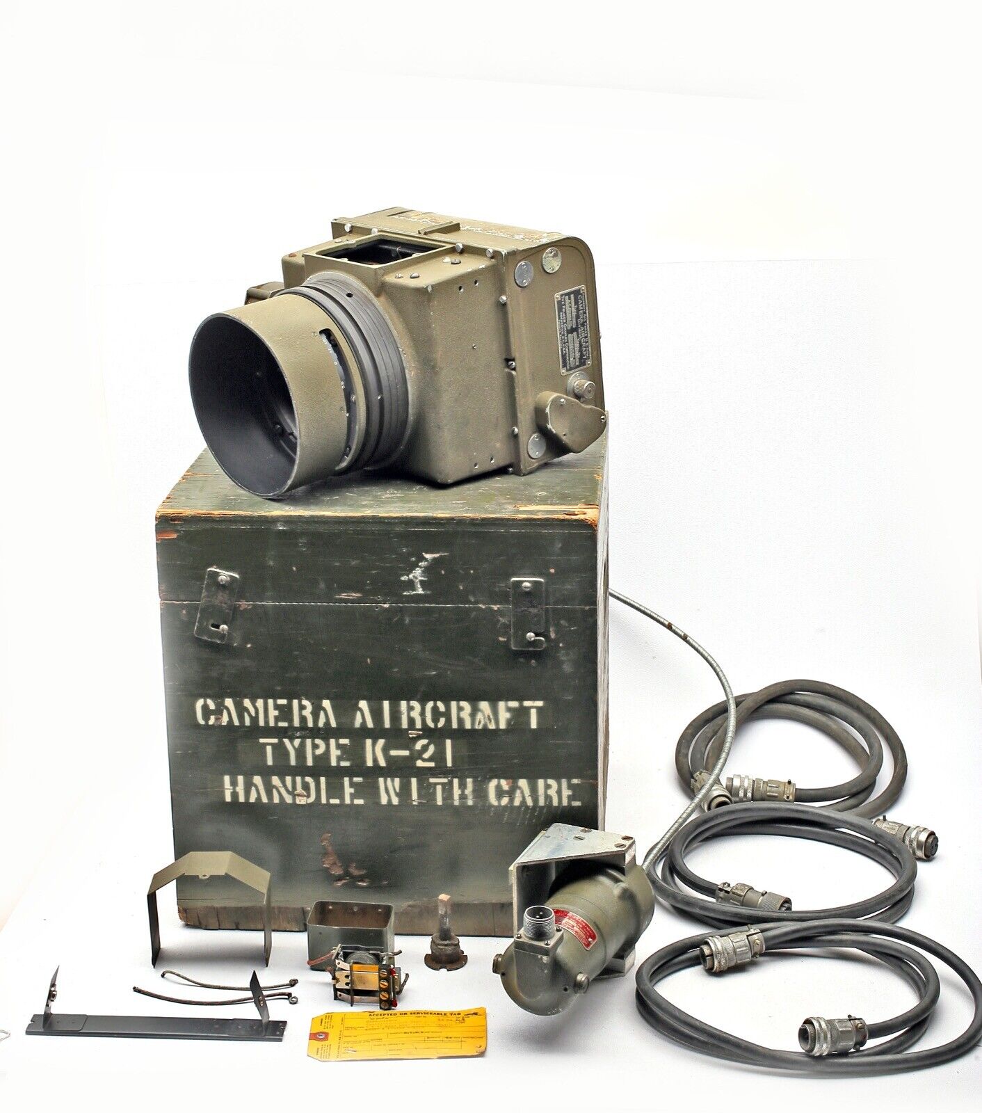 Graflex K-21 Airforce-Army Aerial 5x7 Roll film Camera Body++Wooden Case++Parts+