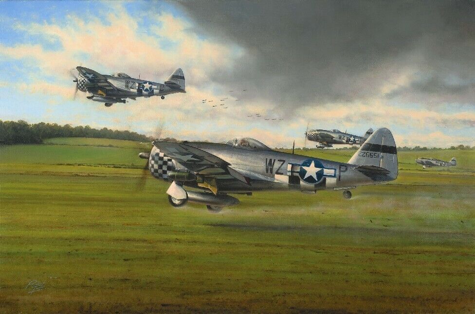 Days of Thunder by Richard Taylor aviation art signed by FOUR P-47 Pilots