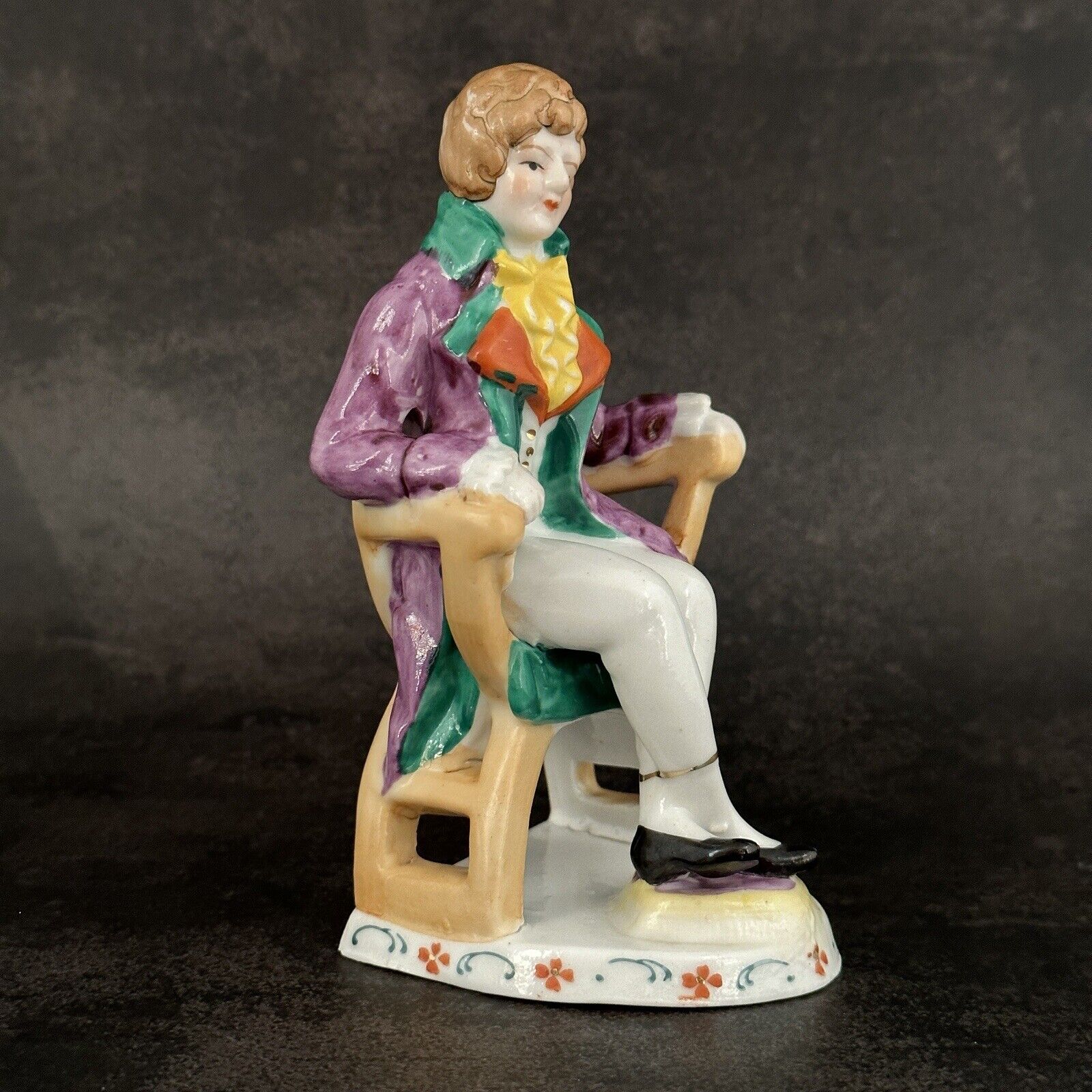 Vintage Porcelain Colonial Man Sitting in Chair Figurine Made In Japan