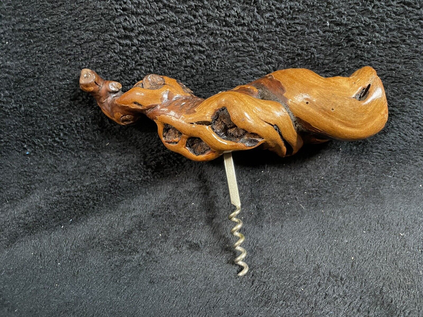 Unique Vintage 8 in. Wood Handled Corkscrew. One of a kind Handmade