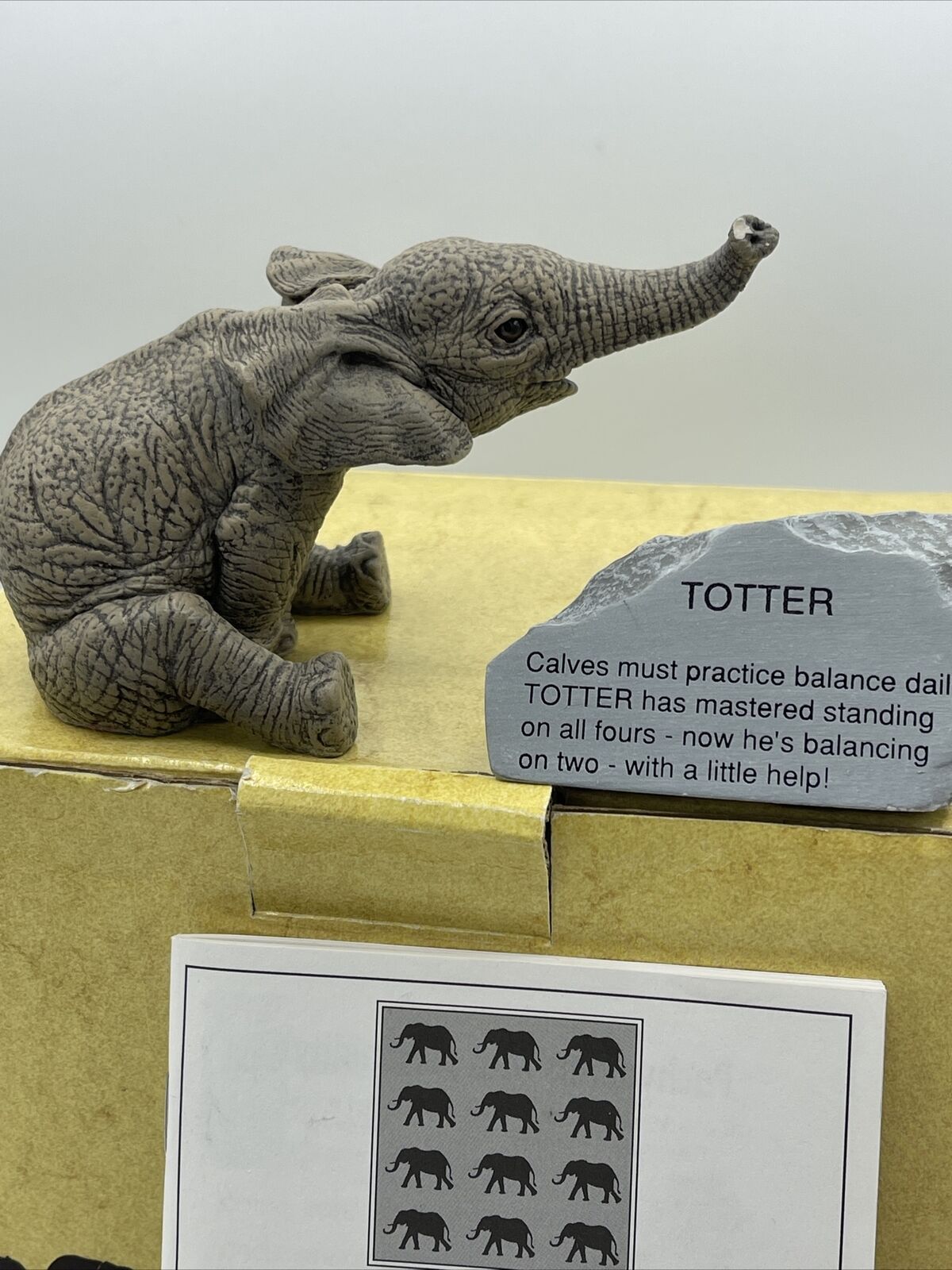 The Herd Totter Elephant Figurine Sculpture #3143 Martha Carey Sitting Baby Box