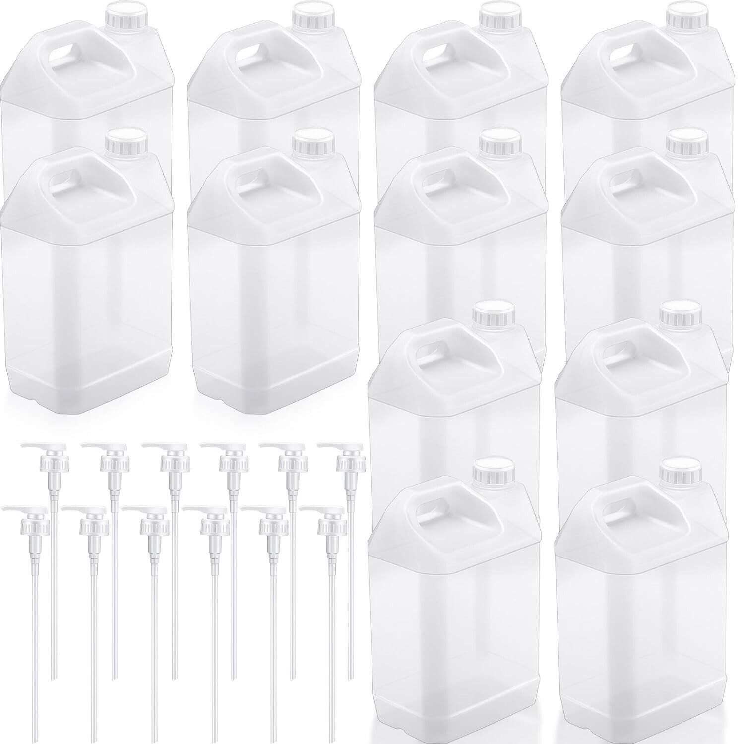 NEW 1 Gallon HDPE Plastic Jugs with Child Resistant Lids and Pumps (12-Pack)